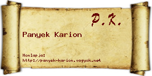 Panyek Karion névjegykártya